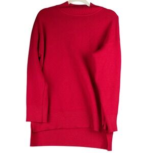 Patrizia Luca Milano Womens S/M Red Tunic Sweater Mock Neck Long Sleeve